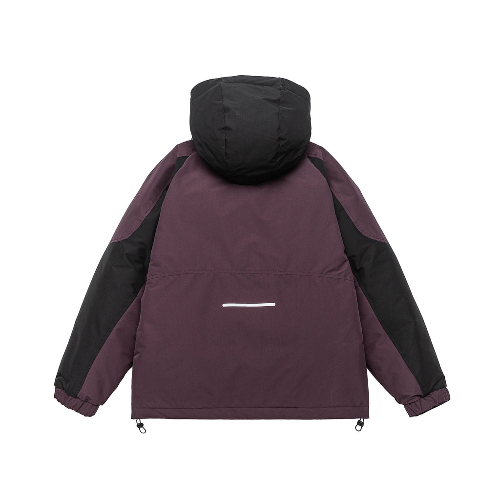 Color-block Spliced Warm Hooded White Duck Down Winter Jacket