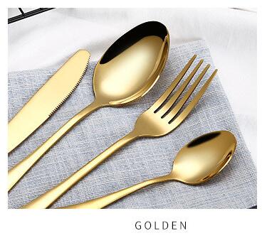 4Pcs/set Black Cutlery Set Stainless Steel Dinnerware Tableware Silverware Sets Dinner Knife