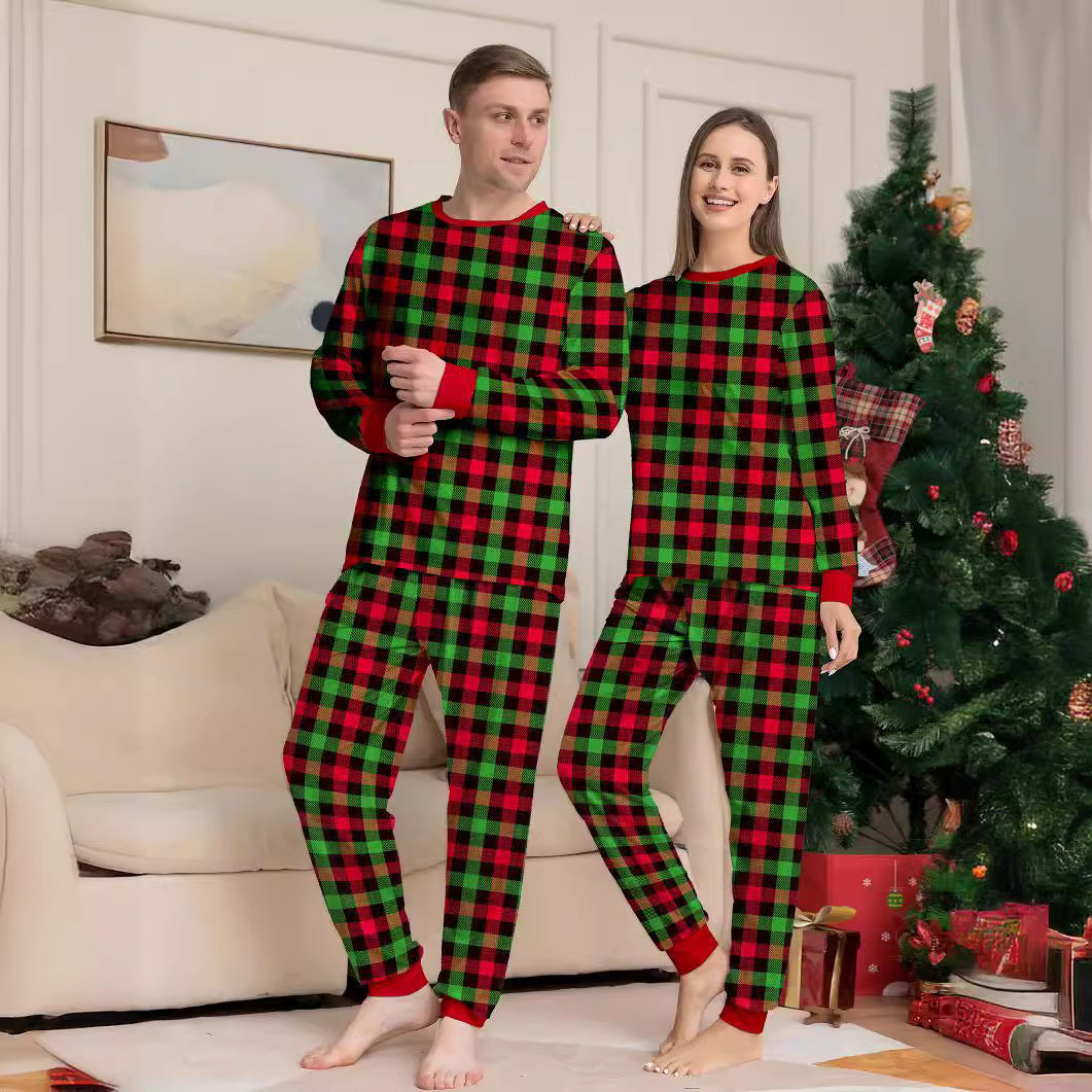 Plaid Christmas Family Matching Printed Loungewear Pajama Set