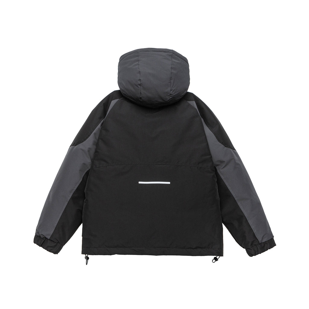 Color-block Spliced Warm Hooded White Duck Down Winter Jacket