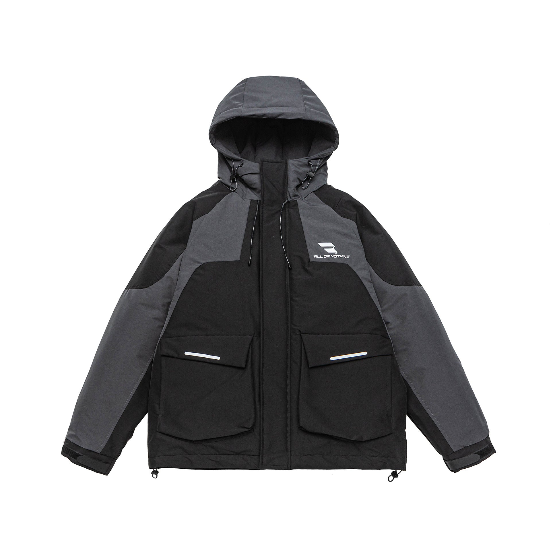 Color-block Spliced Warm Hooded White Duck Down Winter Jacket