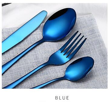 4Pcs/set Black Cutlery Set Stainless Steel Dinnerware Tableware Silverware Sets Dinner Knife