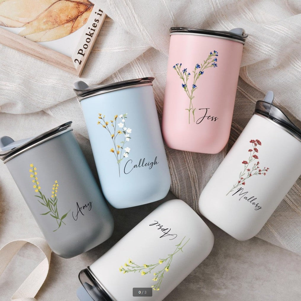 Customized personalized bridesmaid gift with floral cover high-value wine glass