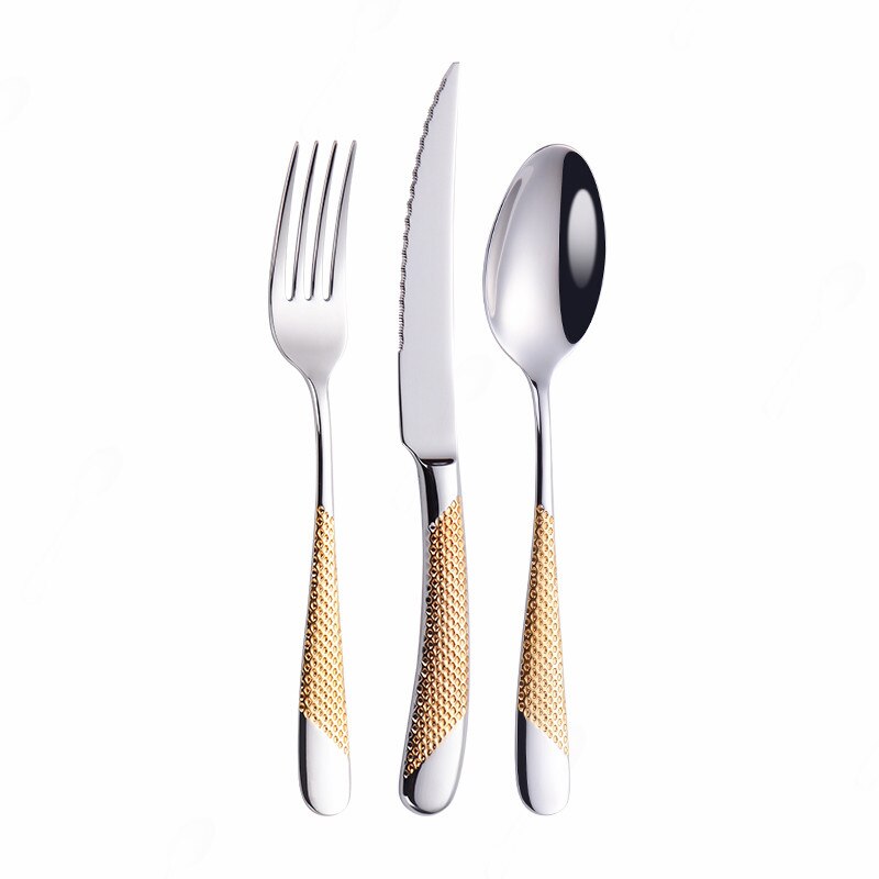 Home Tableware Cutlery Set Golden Cutlery Stainless Steel Dinnerware Set Silverware Cutlery Complete Fork Spoons Knives Set