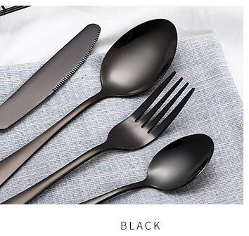 4Pcs/set Black Cutlery Set Stainless Steel Dinnerware Tableware Silverware Sets Dinner Knife