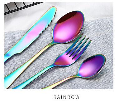 4Pcs/set Black Cutlery Set Stainless Steel Dinnerware Tableware Silverware Sets Dinner Knife
