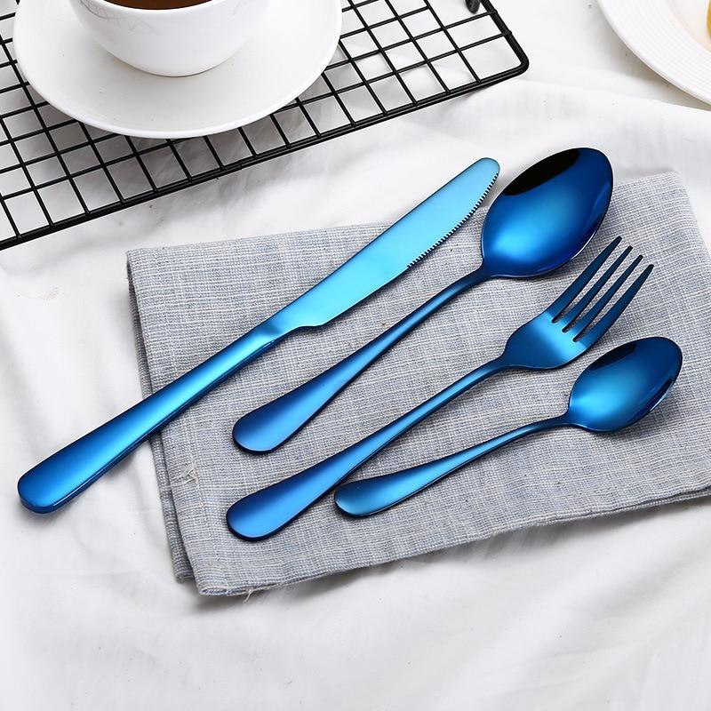 4Pcs/set Black Cutlery Set Stainless Steel Dinnerware Tableware Silverware Sets Dinner Knife