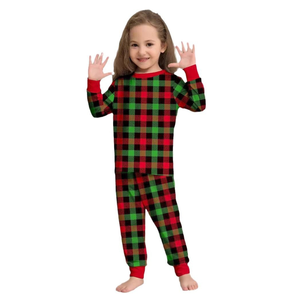 Plaid Christmas Family Matching Printed Loungewear Pajama Set