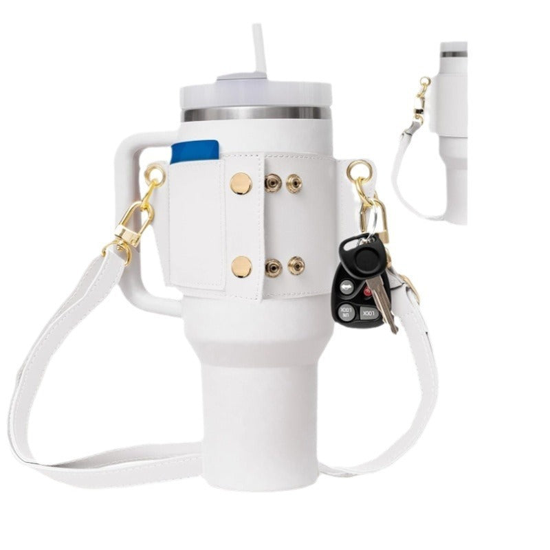 Oblique shoulder cup set outdoor Japanese and Korean stainless steel coffee cup set adjustable milk teacup accessory set