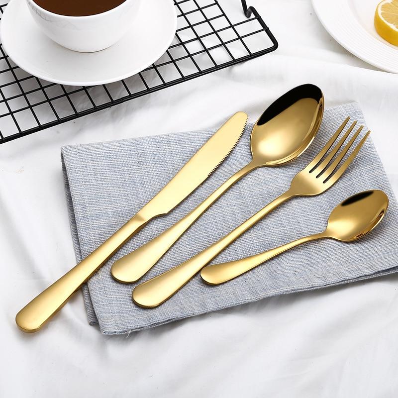 4Pcs/set Black Cutlery Set Stainless Steel Dinnerware Tableware Silverware Sets Dinner Knife