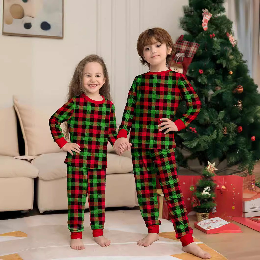 Plaid Christmas Family Matching Printed Loungewear Pajama Set