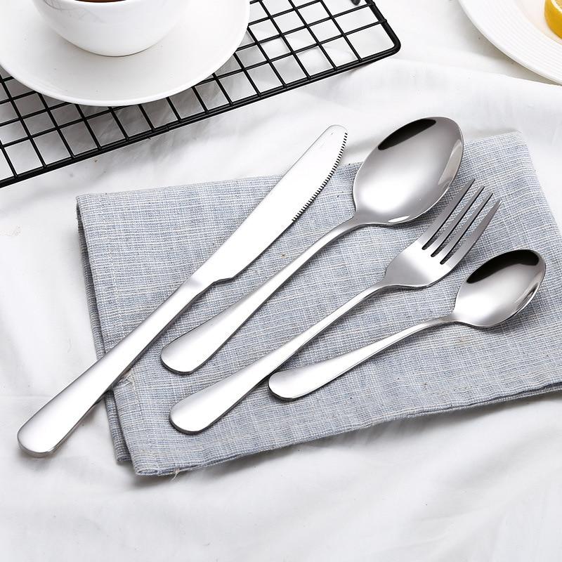 4Pcs/set Black Cutlery Set Stainless Steel Dinnerware Tableware Silverware Sets Dinner Knife