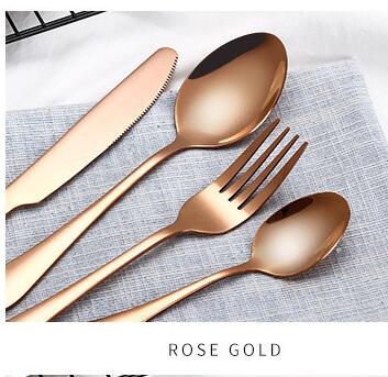 4Pcs/set Black Cutlery Set Stainless Steel Dinnerware Tableware Silverware Sets Dinner Knife