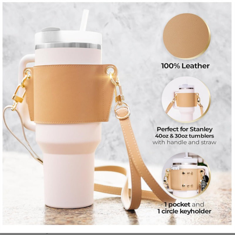 Oblique shoulder cup set outdoor Japanese and Korean stainless steel coffee cup set adjustable milk teacup accessory set