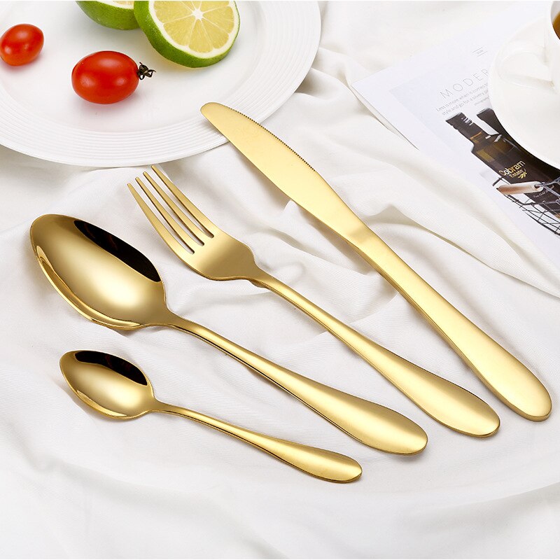 Multi-Colors Rainbow Cutlery Set Dinnerware Set Black Cutlery Kit Fork Knife Stainless Steel Silverware Home Tableware Set