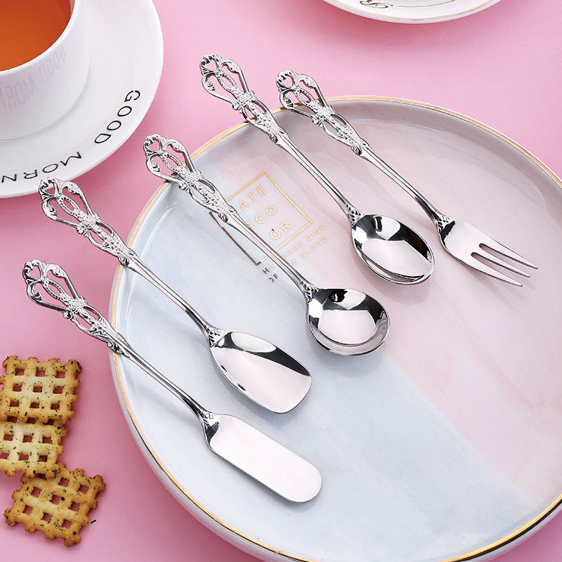 Creative Stainless Steel Court Tableware Western Gift Set 5 Piece Cake Tableware Dessert Set Combination