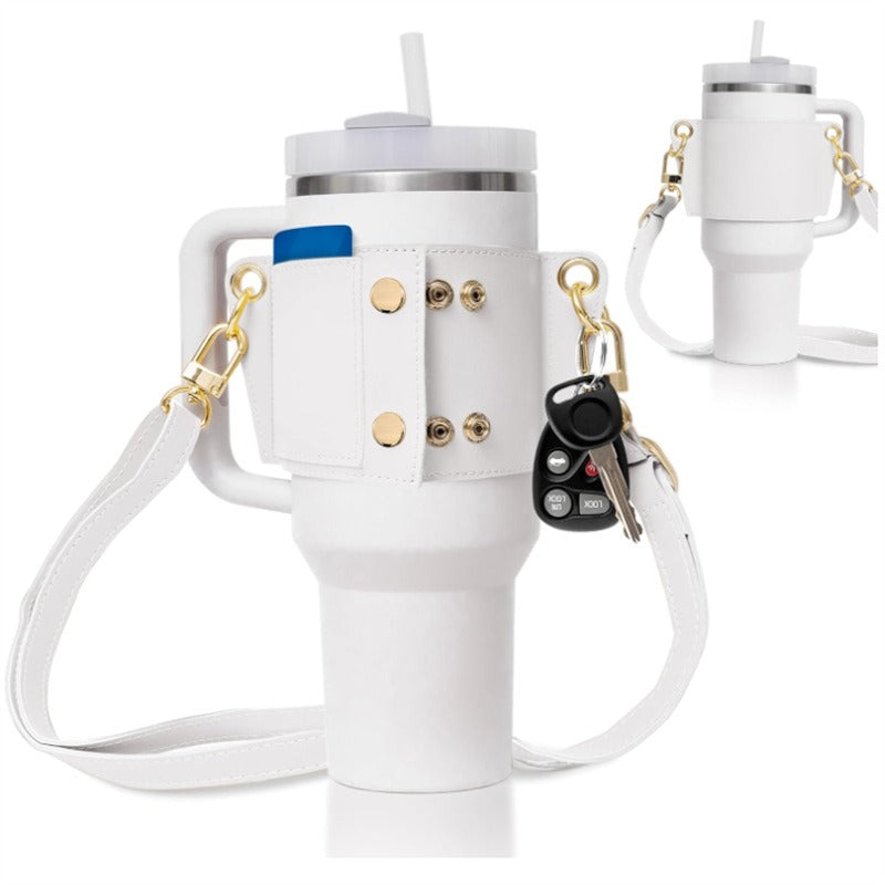 Oblique shoulder cup set outdoor Japanese and Korean stainless steel coffee cup set adjustable milk teacup accessory set