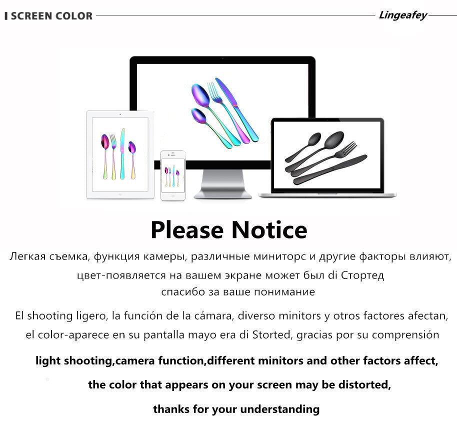 Multi-Colors Rainbow Cutlery Set Dinnerware Set Black Cutlery Kit Fork Knife Stainless Steel Silverware Home Tableware Set