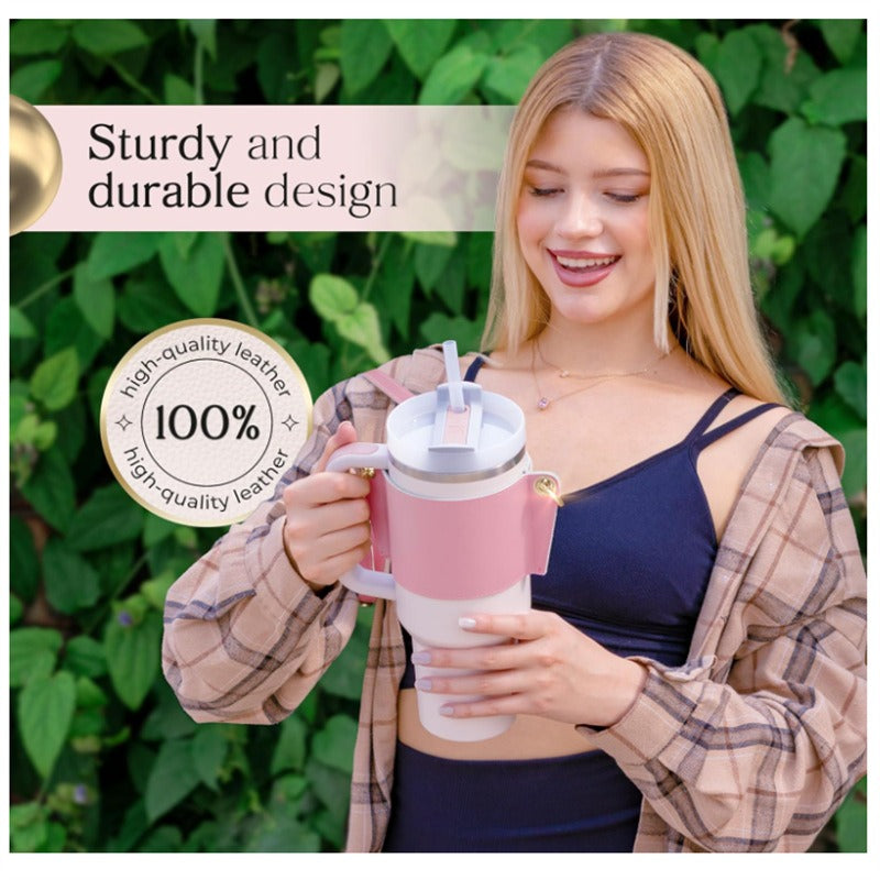 Oblique shoulder cup set outdoor Japanese and Korean stainless steel coffee cup set adjustable milk teacup accessory set