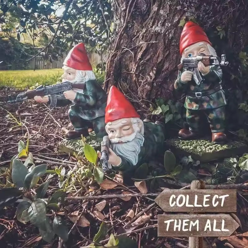 Funny Army Gnome Garden Statue, Resin Desk Ornament, Outdoor Garden Dwarf Decor (3pcs, 2025 New)