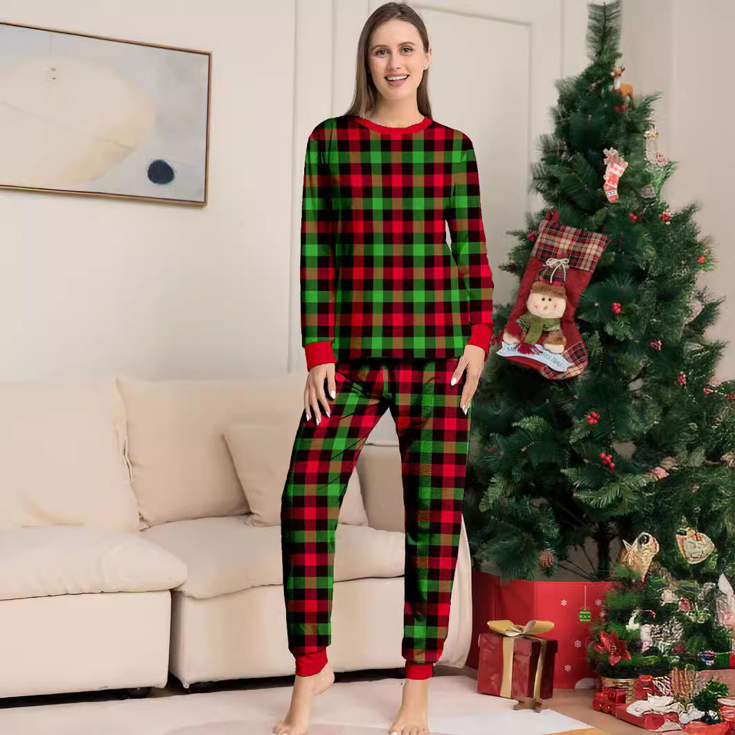 Plaid Christmas Family Matching Printed Loungewear Pajama Set
