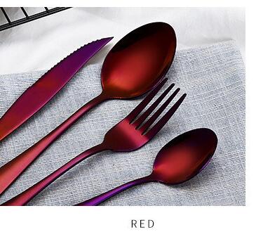 4Pcs/set Black Cutlery Set Stainless Steel Dinnerware Tableware Silverware Sets Dinner Knife