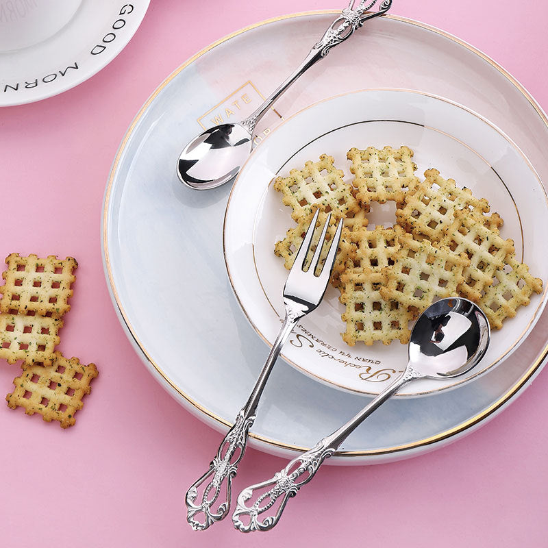 Creative Stainless Steel Court Tableware Western Gift Set 5 Piece Cake Tableware Dessert Set Combination