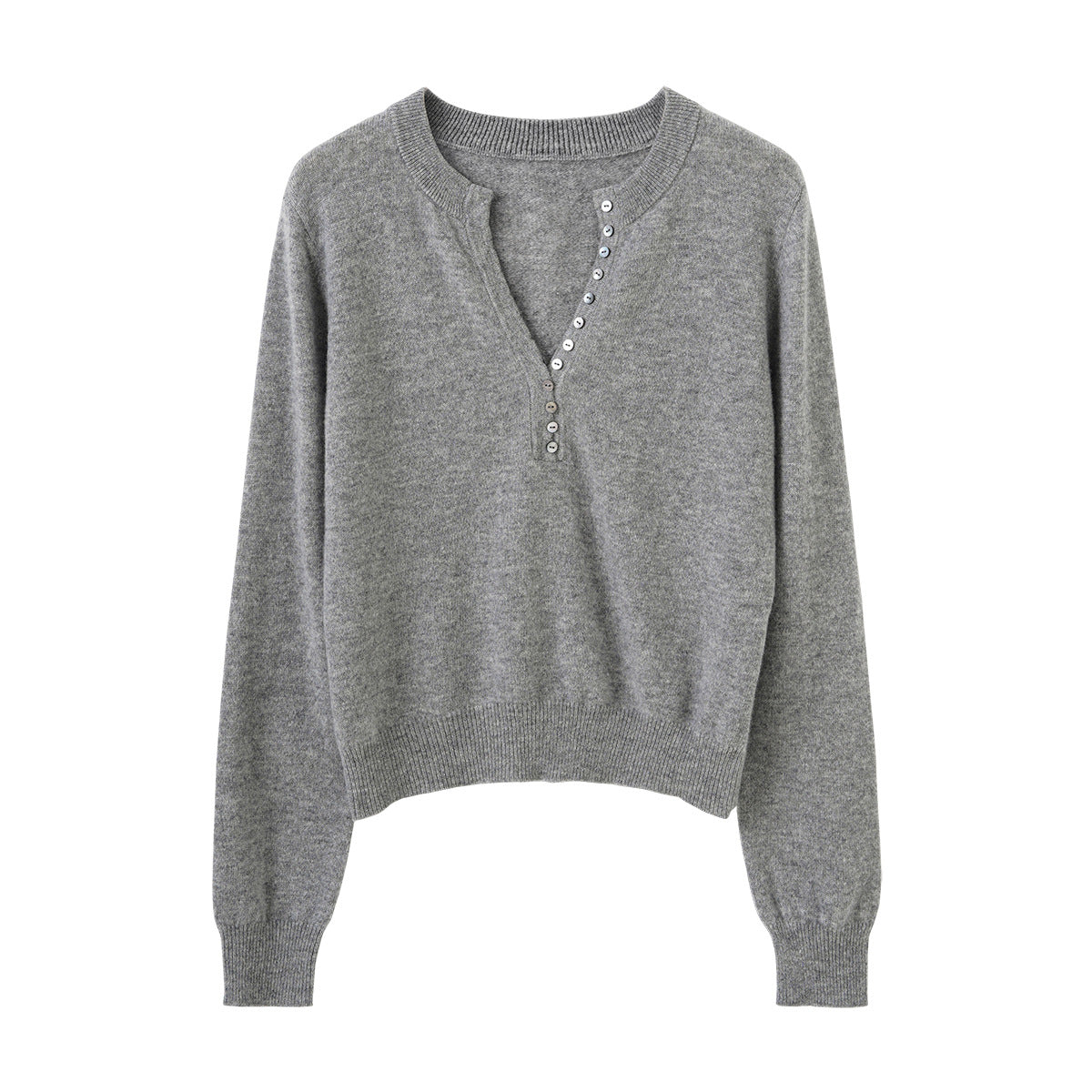 Knitted Sweater in Gray and White Wool BlendSlim Fit Autumn/Winter Style
