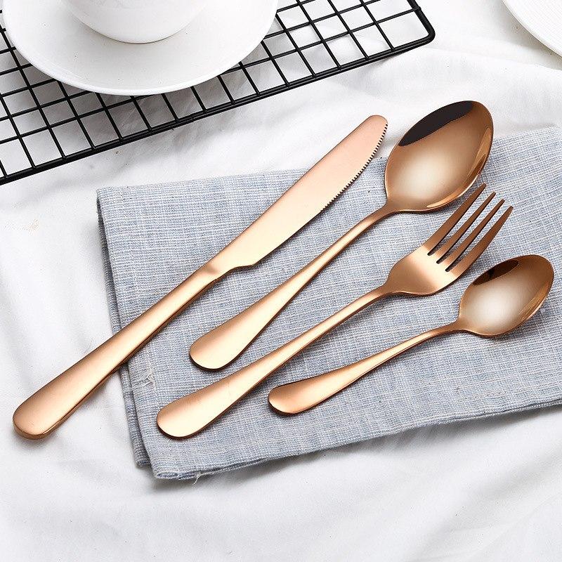 4Pcs/set Black Cutlery Set Stainless Steel Dinnerware Tableware Silverware Sets Dinner Knife